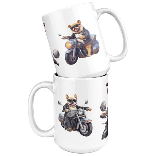 French Bulldog Motorcycle 15oz Mug