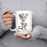 Fueled by Caffeine Cat Mug