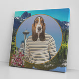 Henry Basset Hound Square Canvas